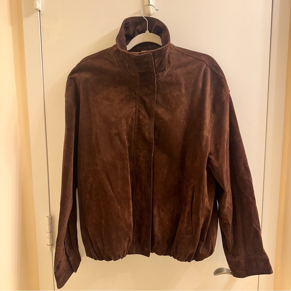 Zara Suede Jacket in Brown Size Large - Picture 6 of 9